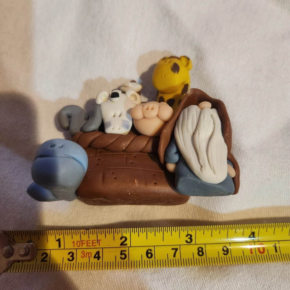 Handmade Noah’s Ark Clay Figurine | Folk Art Animals